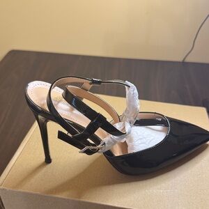 Zara Black Patent Strappy Heels